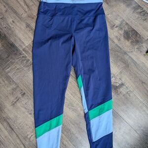 Ideologu Navy and Green Colorblock Leggings